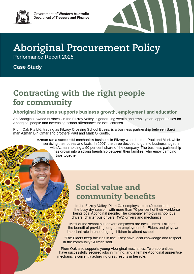 WA Government Aboriginal Procurement Policy case study featuring Plum Oak