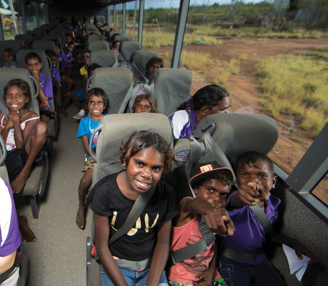 Aboriginal children on Fitzroy Crossing school bus